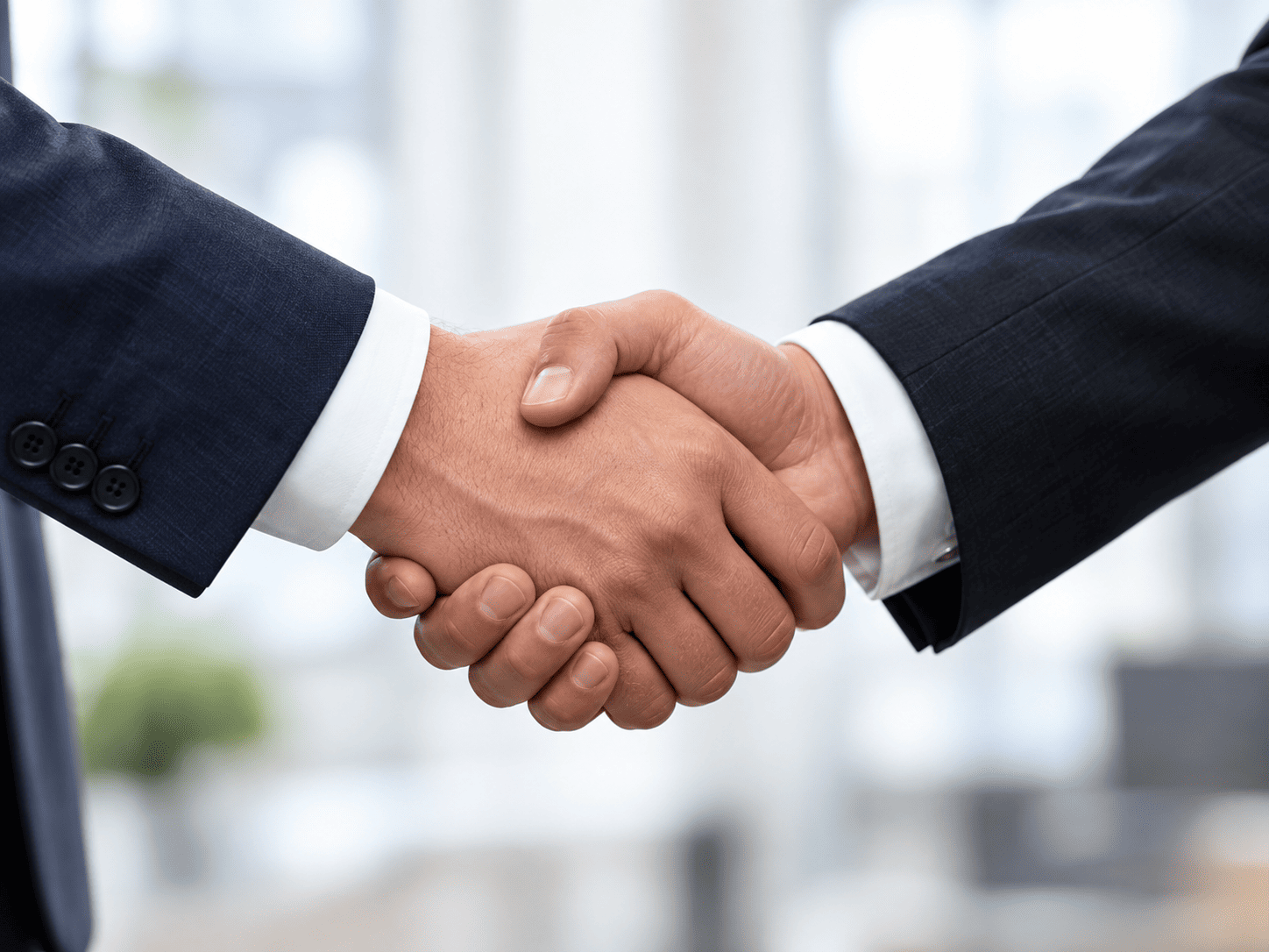 Handshake confirming approved business funding